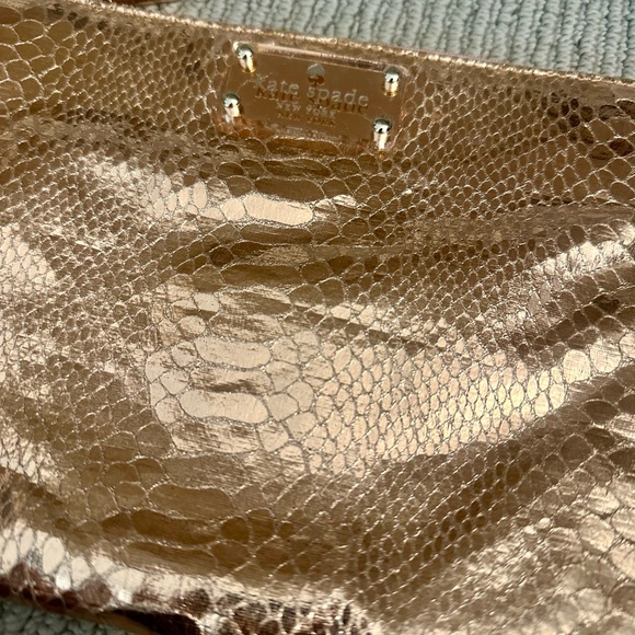 Kate Spade Metallic Gold Snake-Embossed Clutch / Pouch - Picture 2 of 11